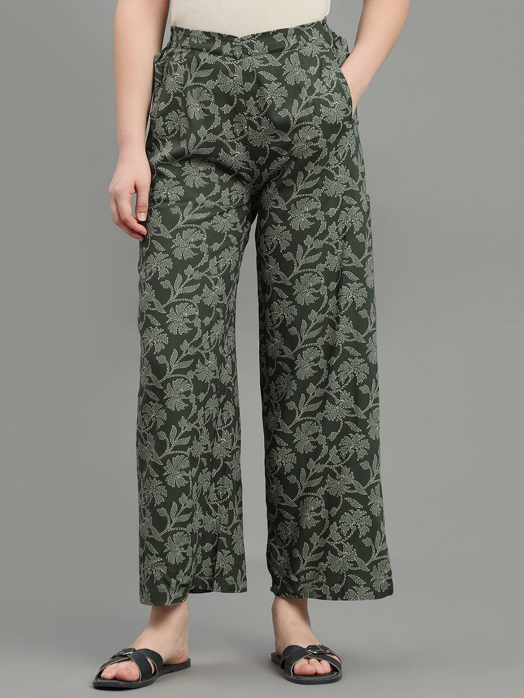 Green Viscose Printed Palazzo