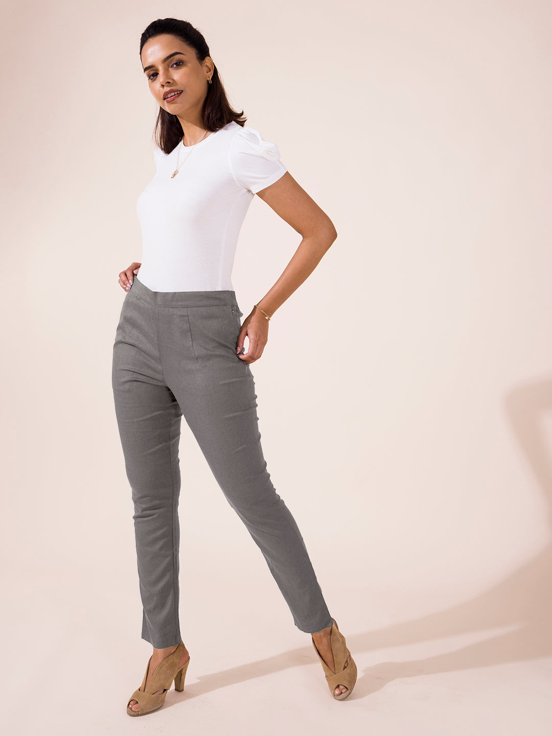 Ebony Grey Linen Pencil Pant