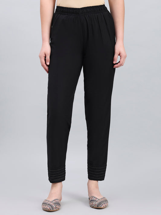 Modal Black Festive Metallic Pants