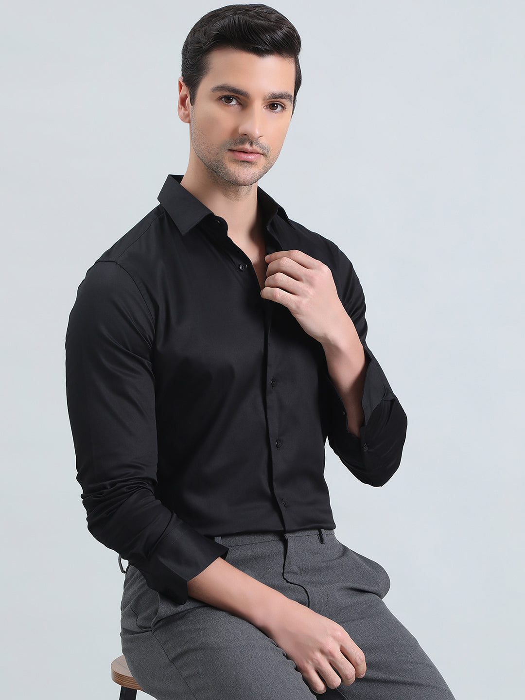 Cotton Stretch Slim Fit Satin Shirt
