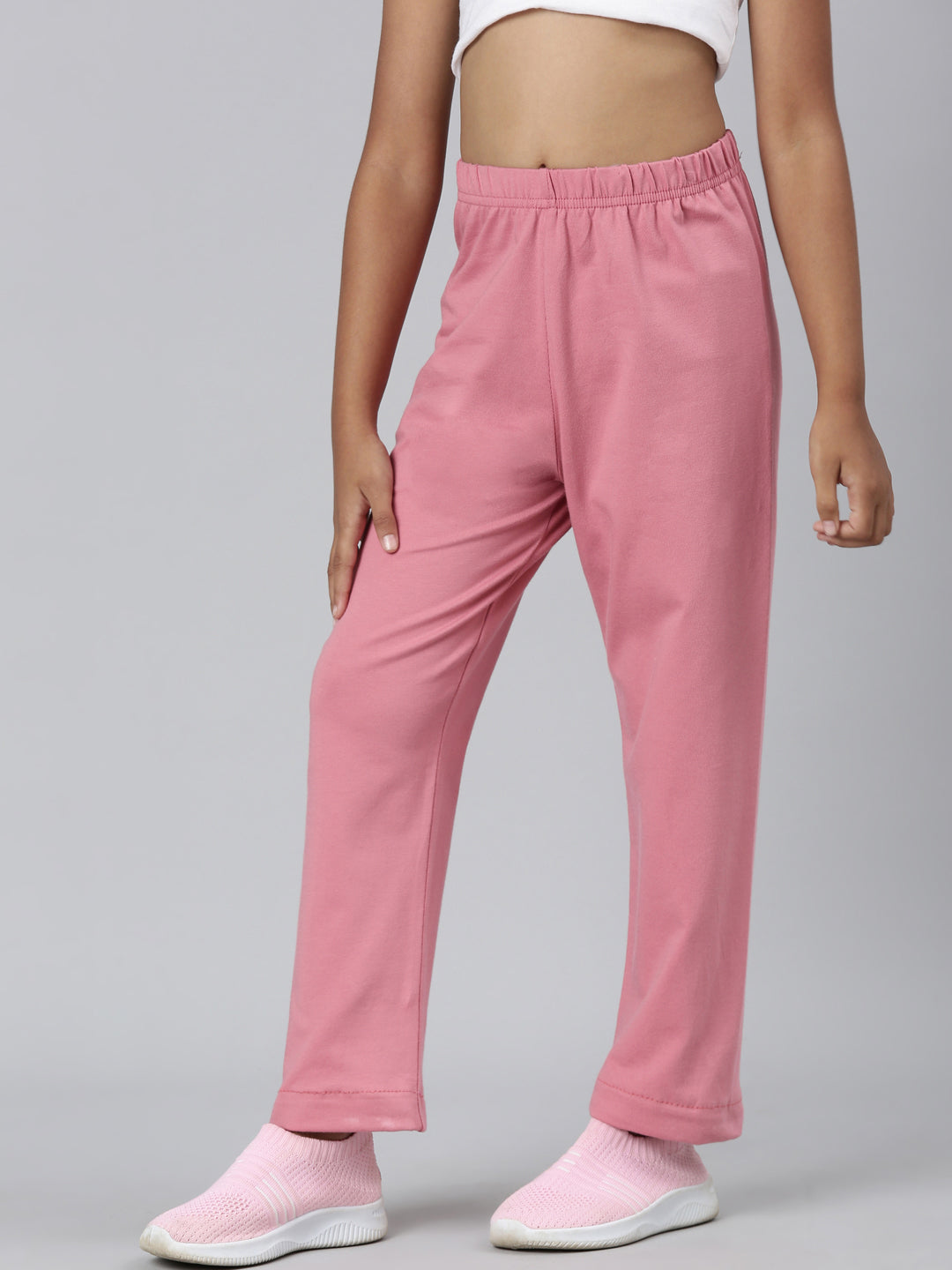 Blush Pink Cotton Stretch Track Pant