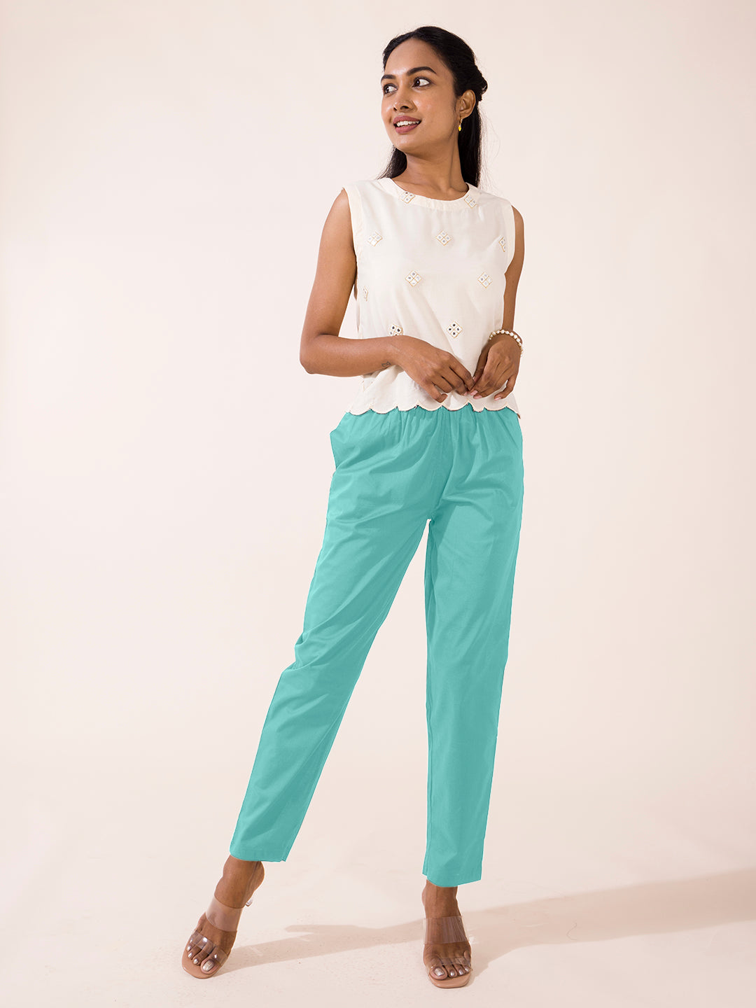 Mint Cotton Cambric Cotton Pants