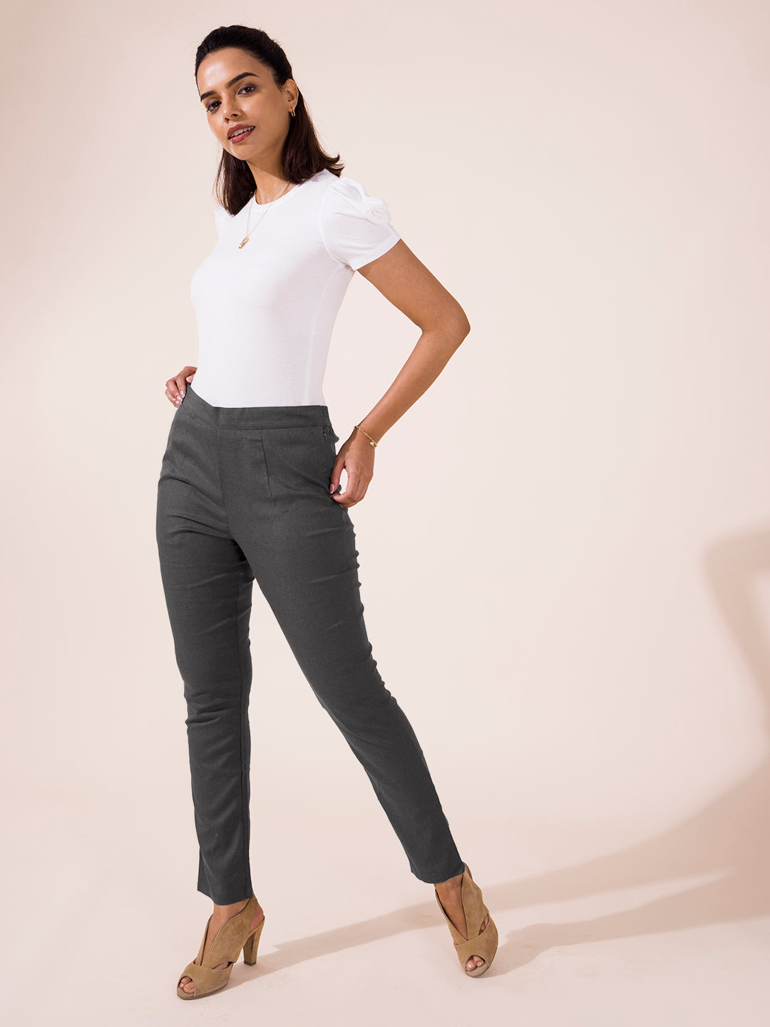 Silver Grey Linen Pencil Pant