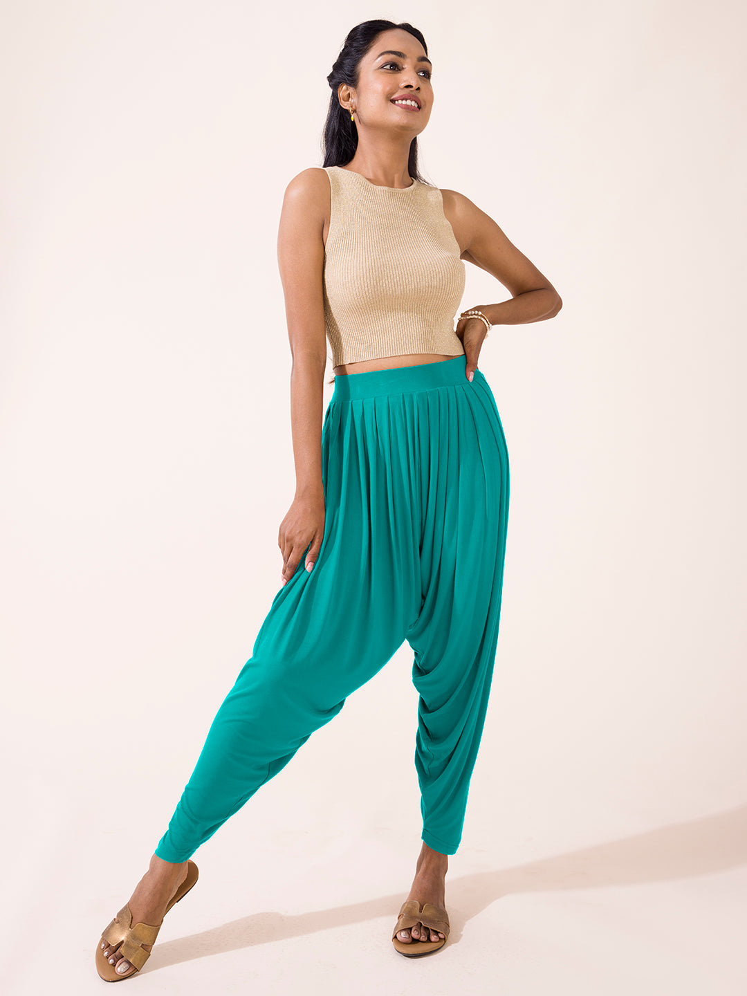 Peacock Green Viscose Stretch Patiala