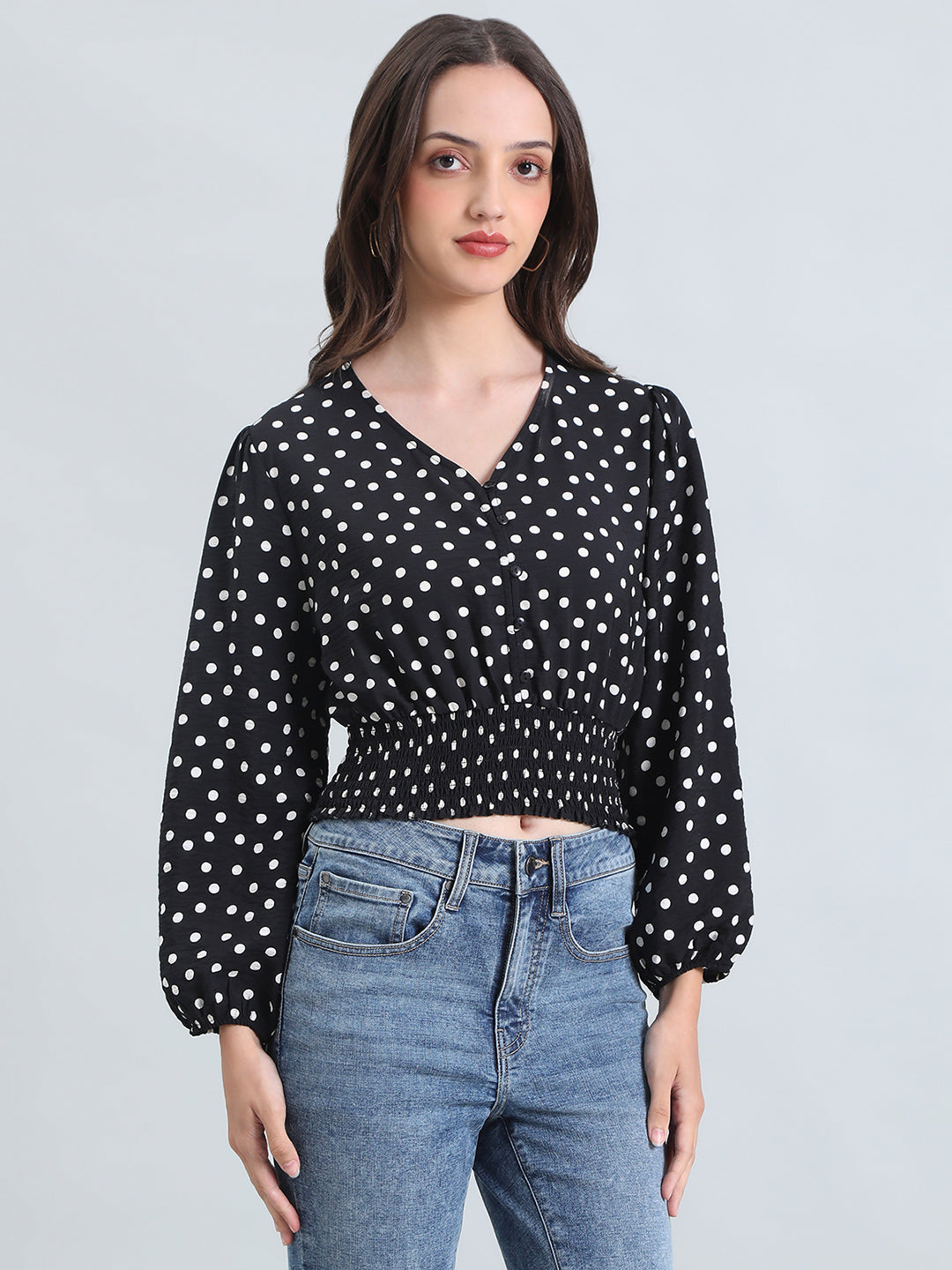 Hammered V-Neck Crop Top