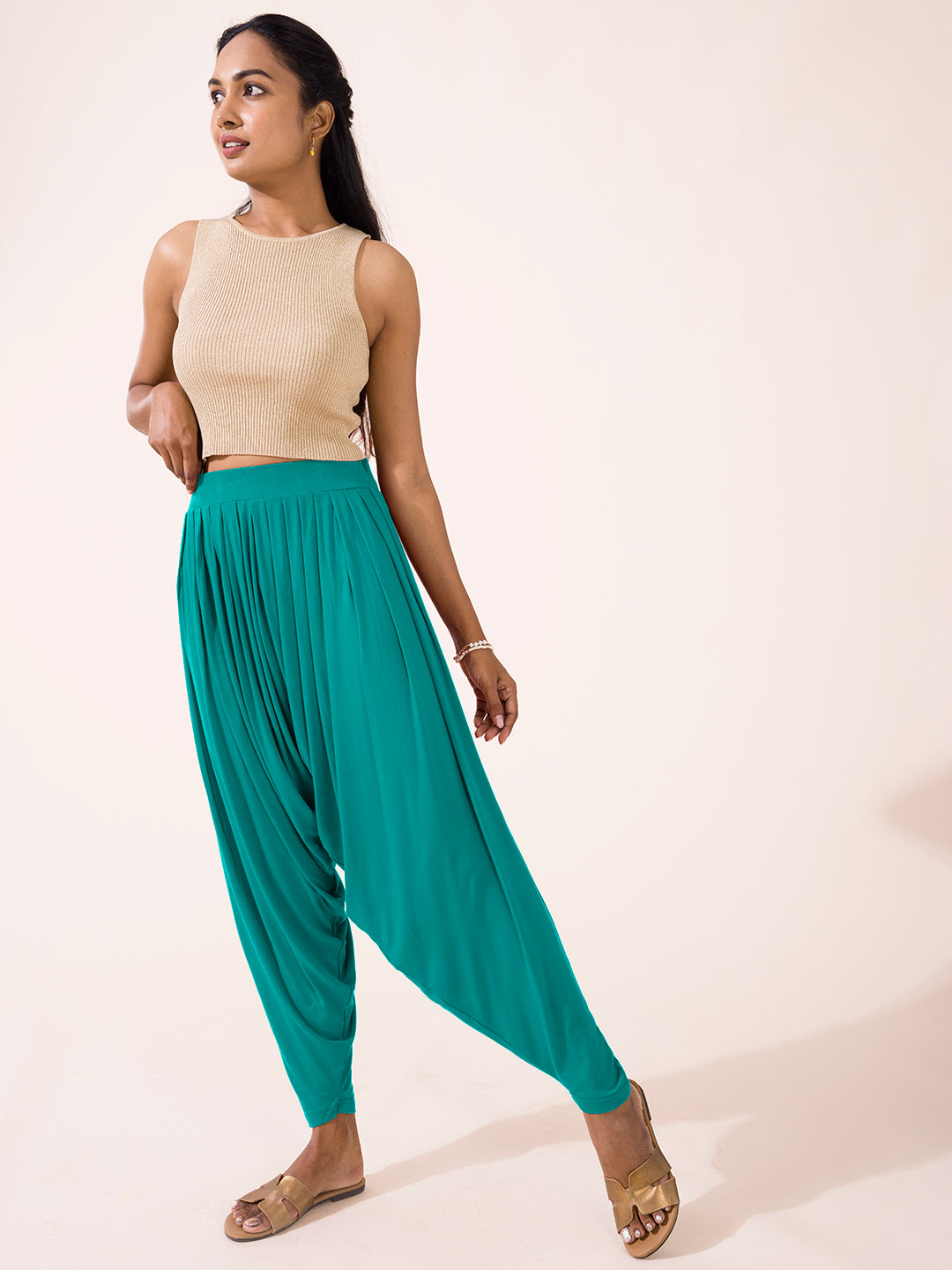 Peacock Green Viscose Stretch Patiala