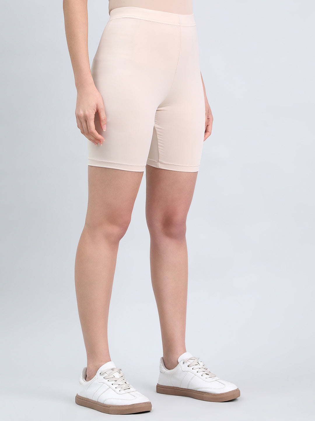 Light Beige Knit Seamless Cycling Shorts