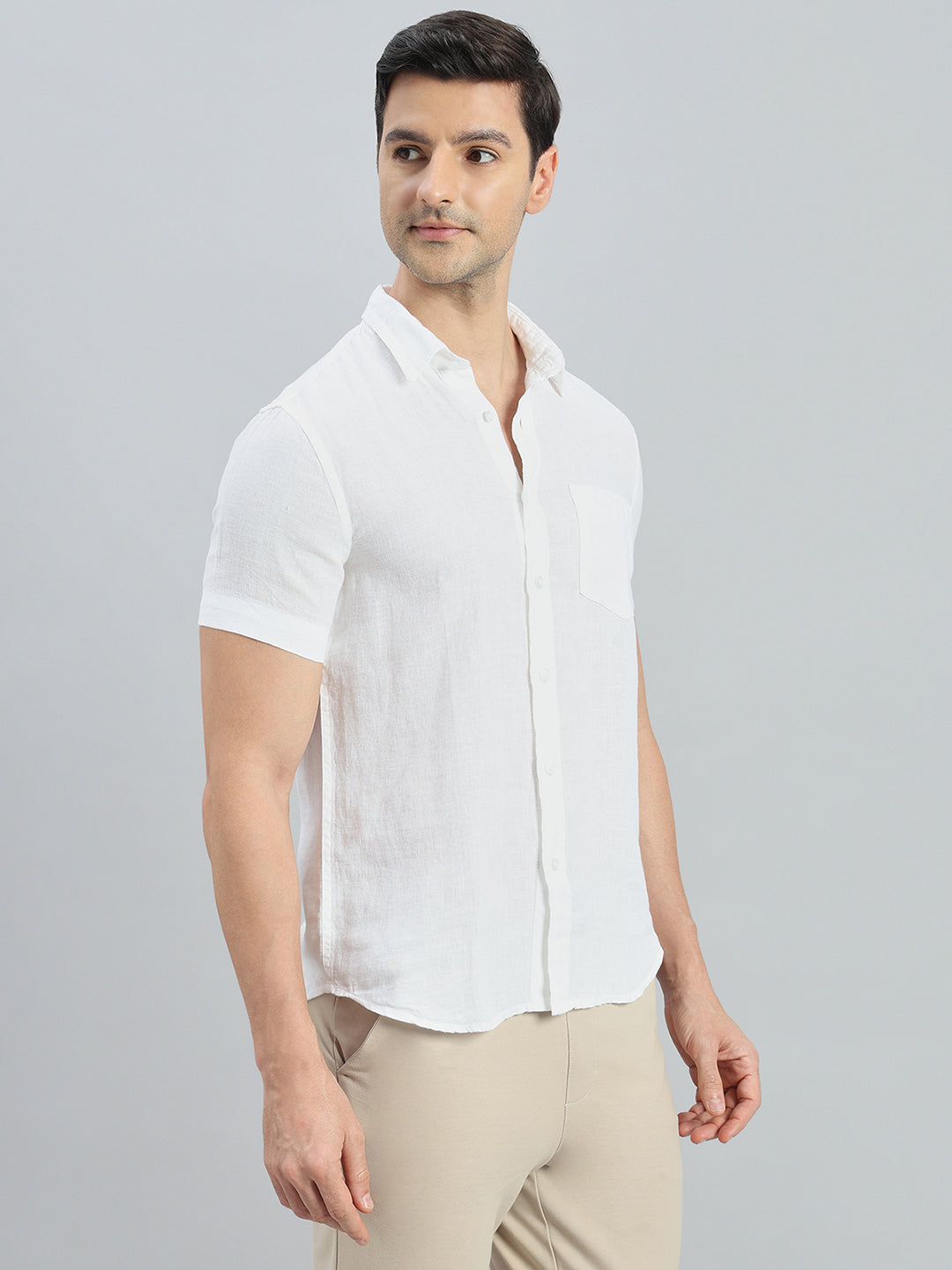 Pure Linen Regular Fit Half Sleeves Shirt