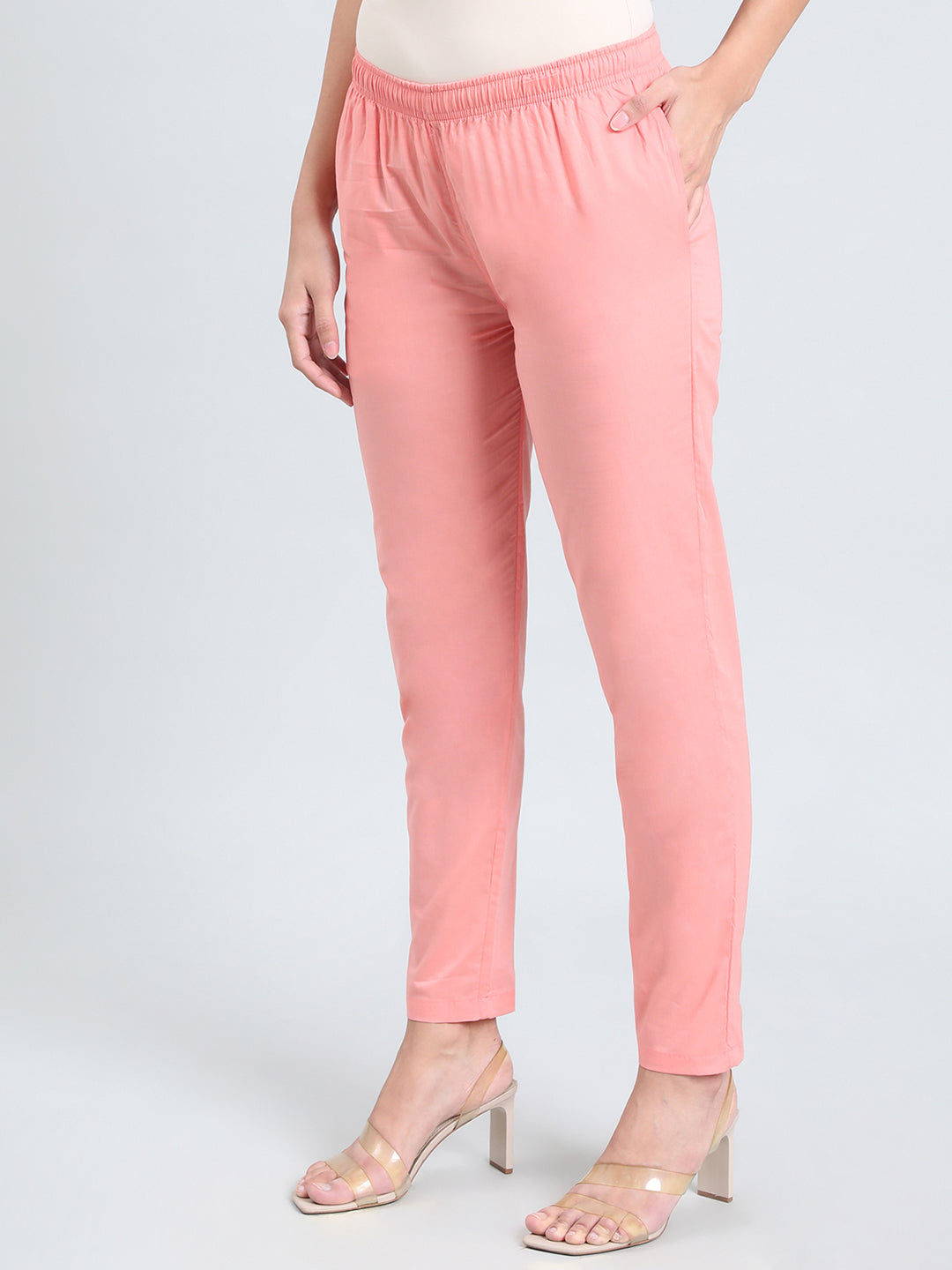 Light Coral Cotton Cambric Cotton Pants