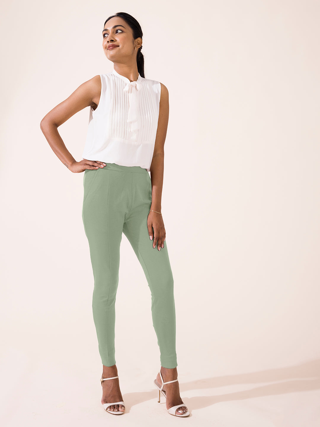 Dusty Green Roma Ponte Pants