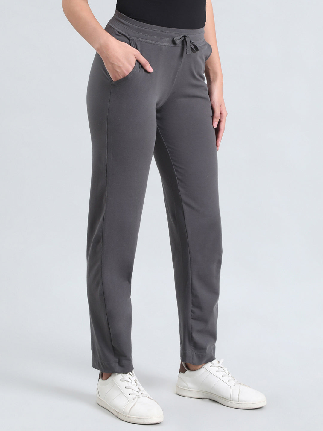 Silver Grey Cotton Stretch Track Pant