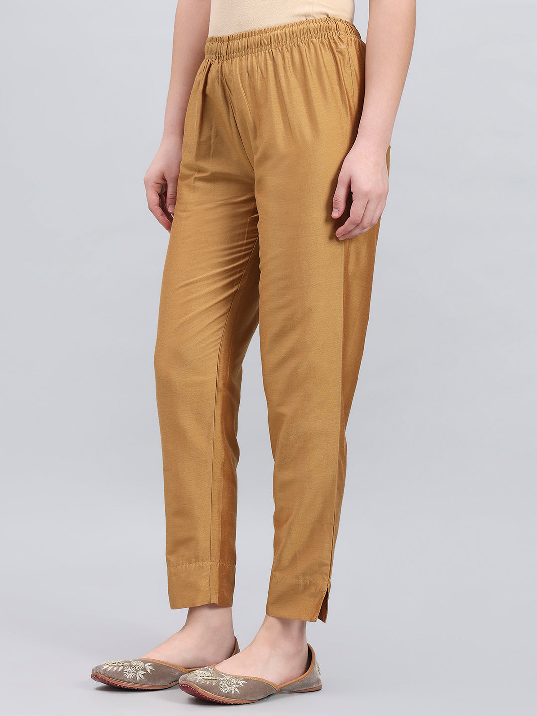 Bright Gold Poly Modal Metallic Pants
