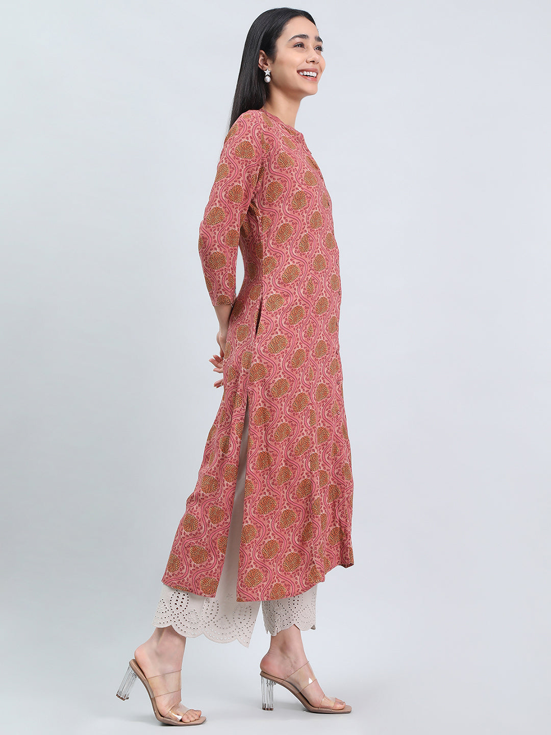 Viscose Ogee Jaal Print A-Line Kurta