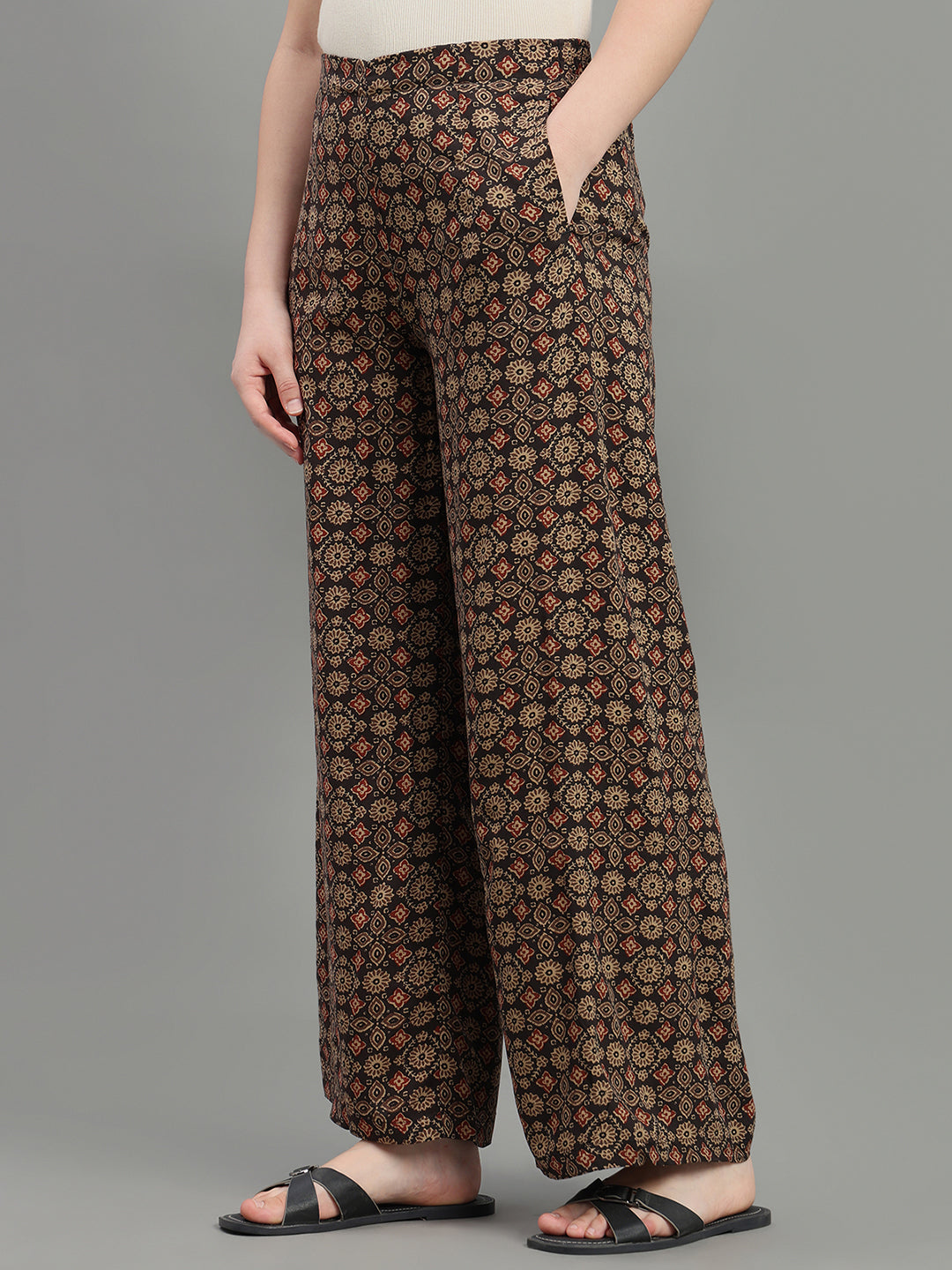 Black Viscose Printed Palazzo