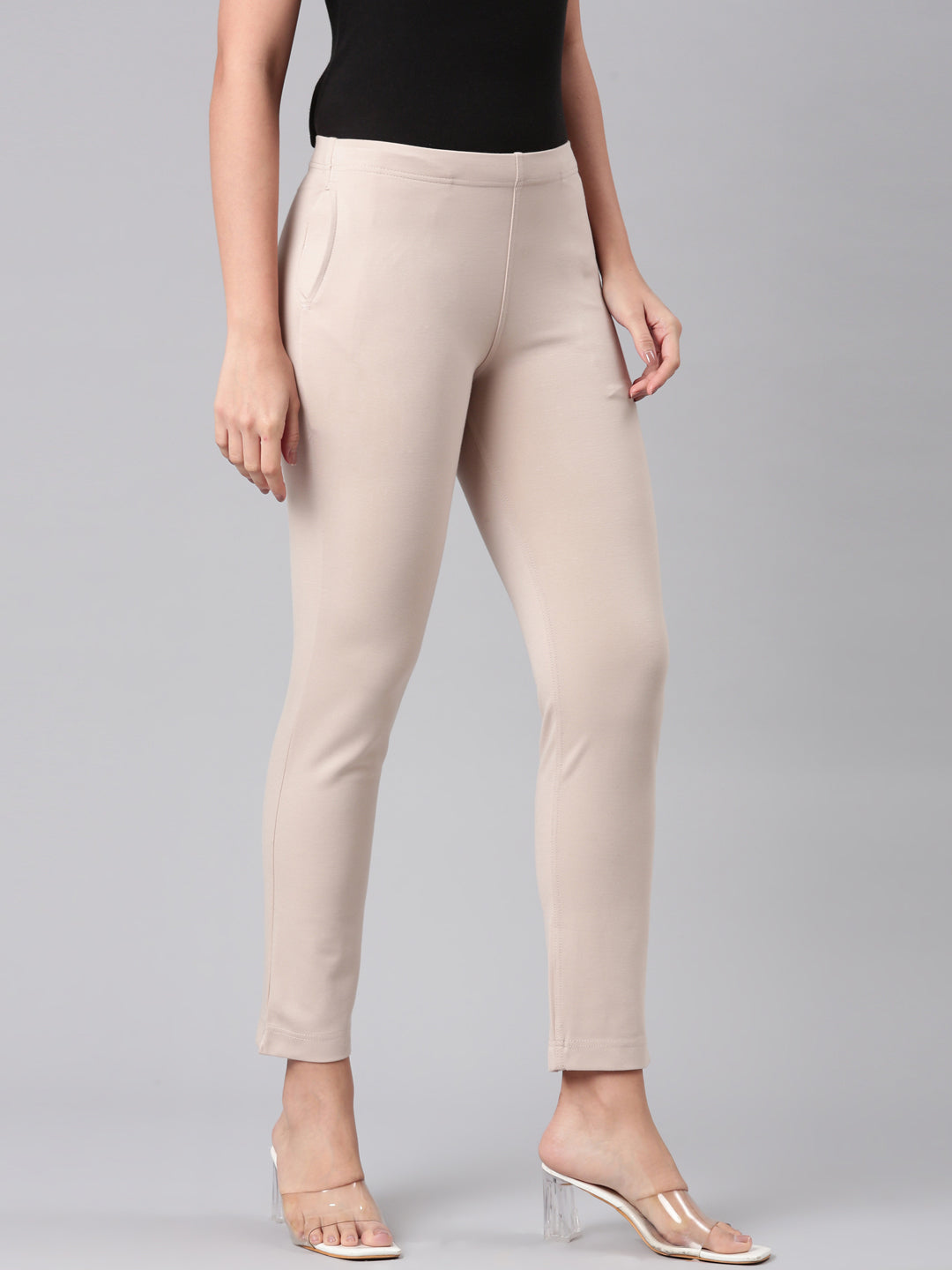 Light Beige Ponte Smart Fit Kurti Pant