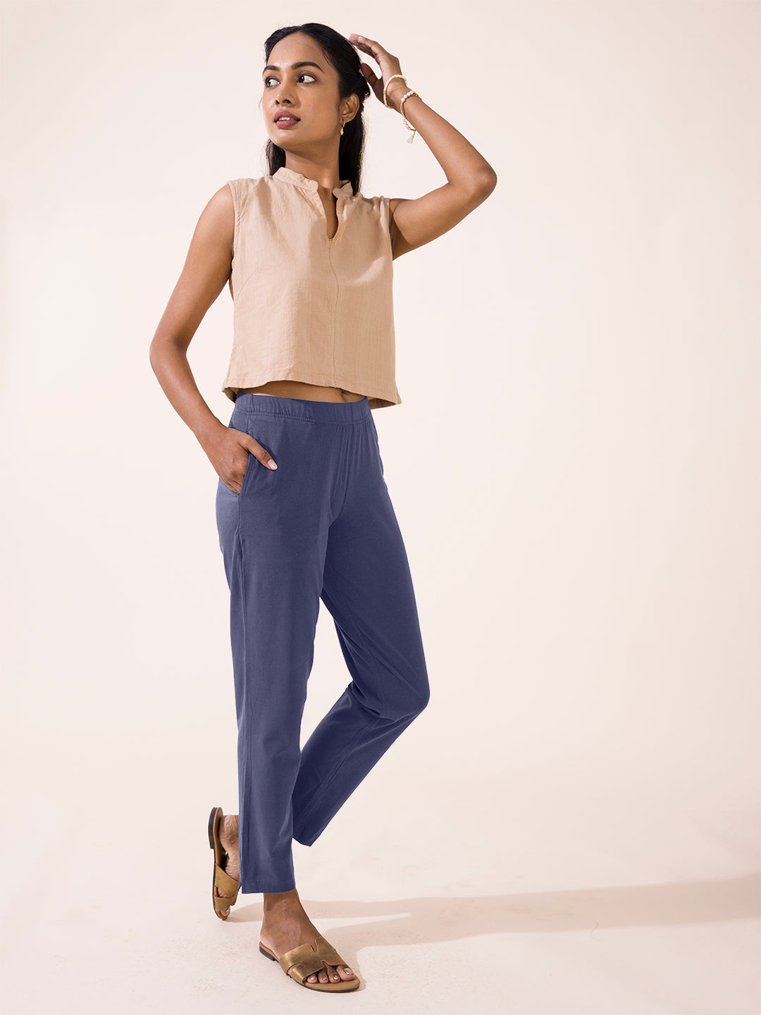 Dark Jean Cotton Stretch Kurti Pants