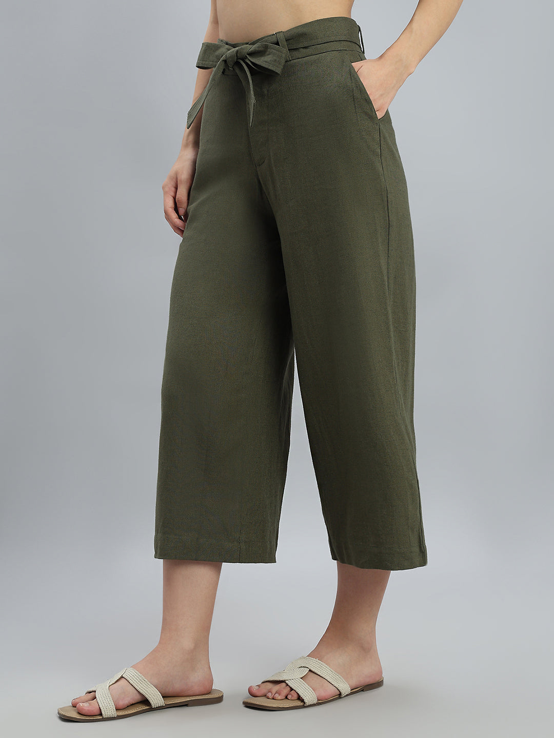 Olive Linen Blend Culottes