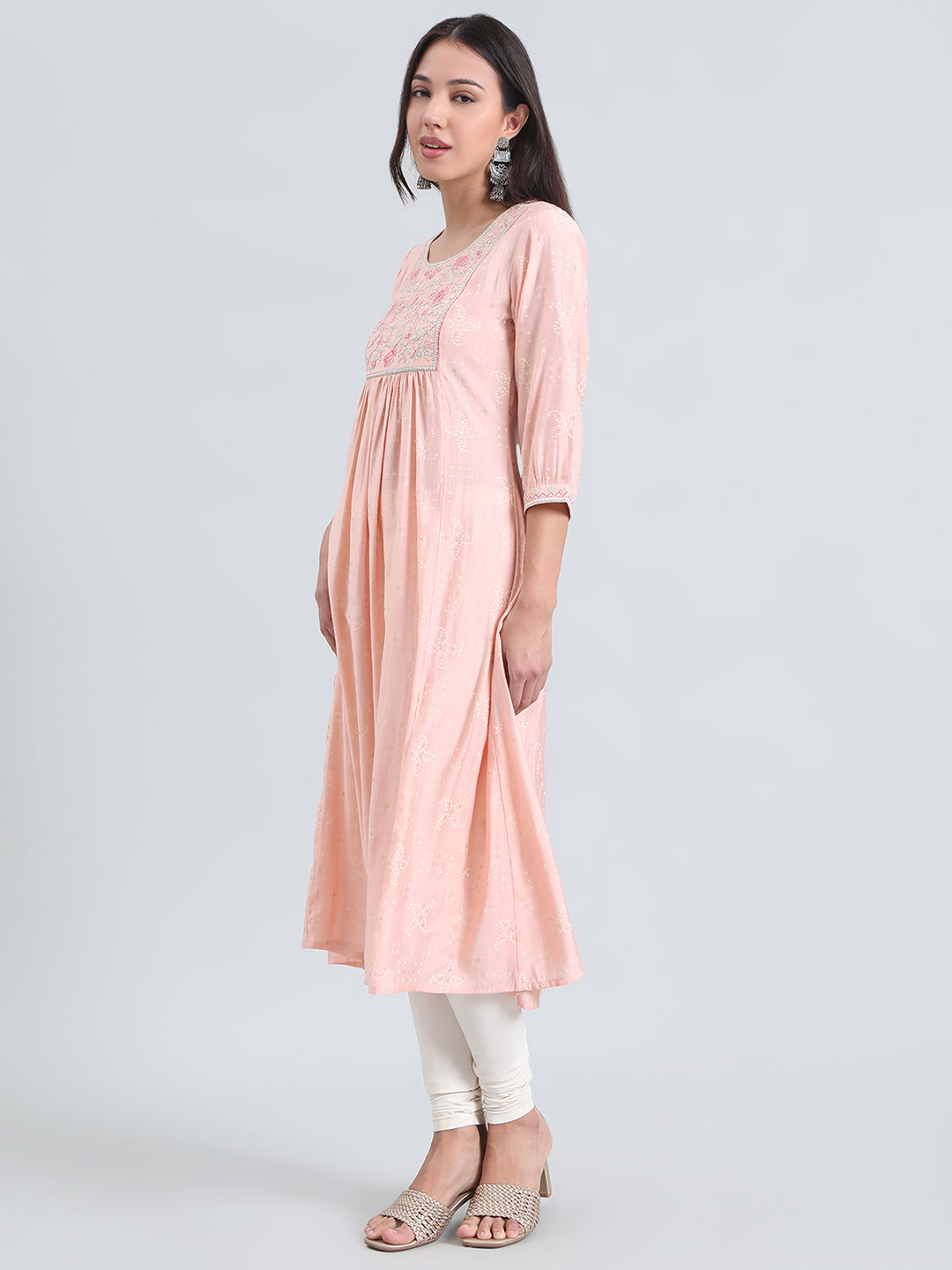 Viscose Bandhani Embriodery A-Line Kurta