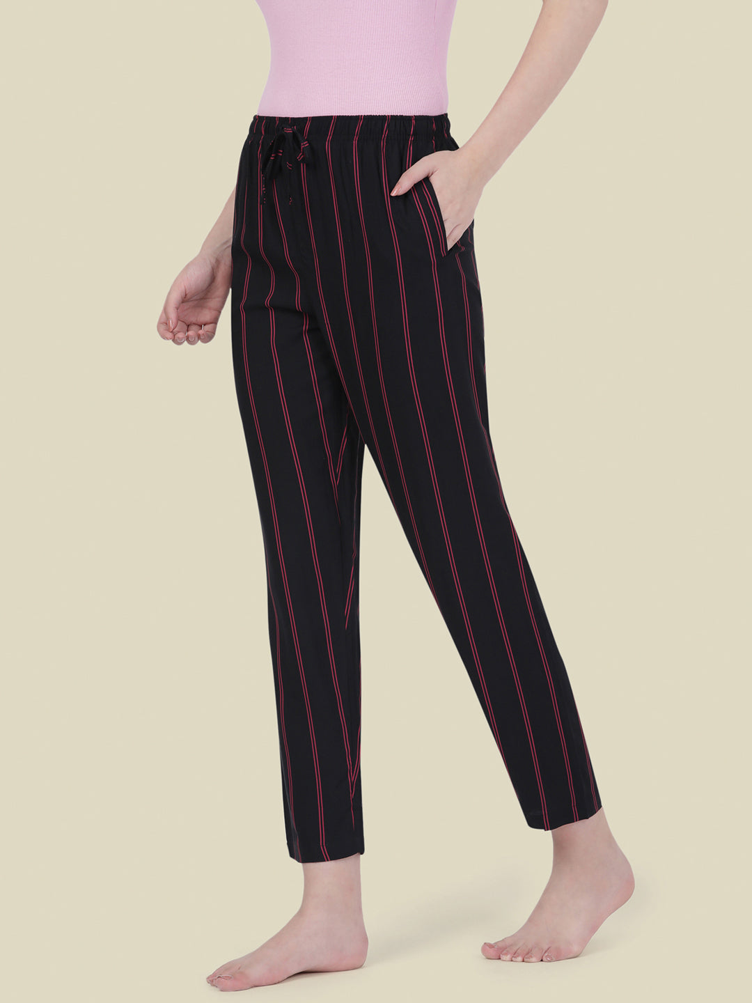 Black Woven Viscose Printed Lounge Pants