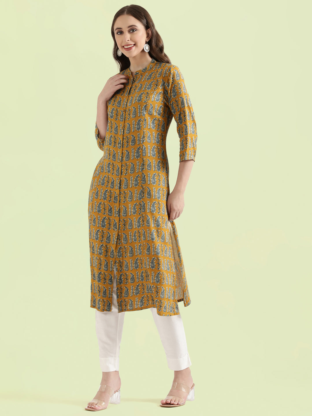 Viscose Paisley Print A-Line Kurta