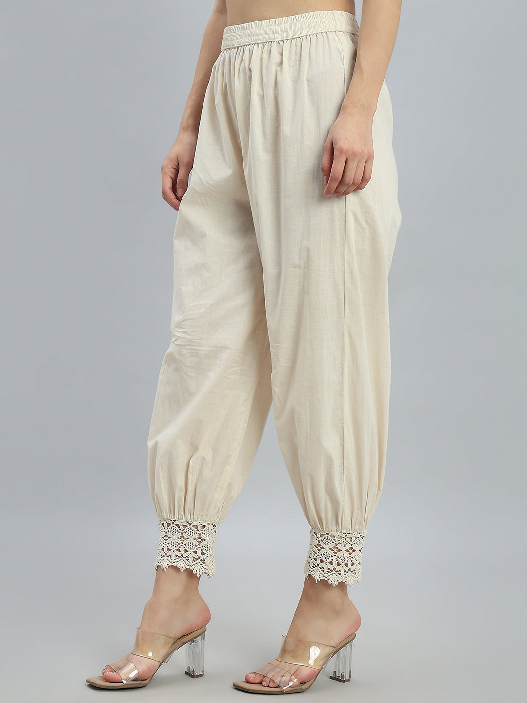 Cream Embroidered Lace Salwar