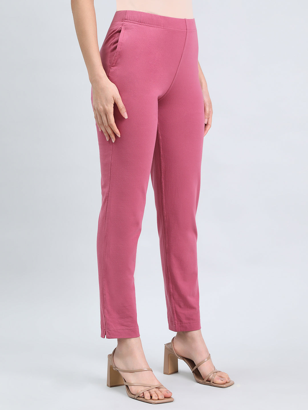 Light Wine Cotton Stretch Kurti Pants