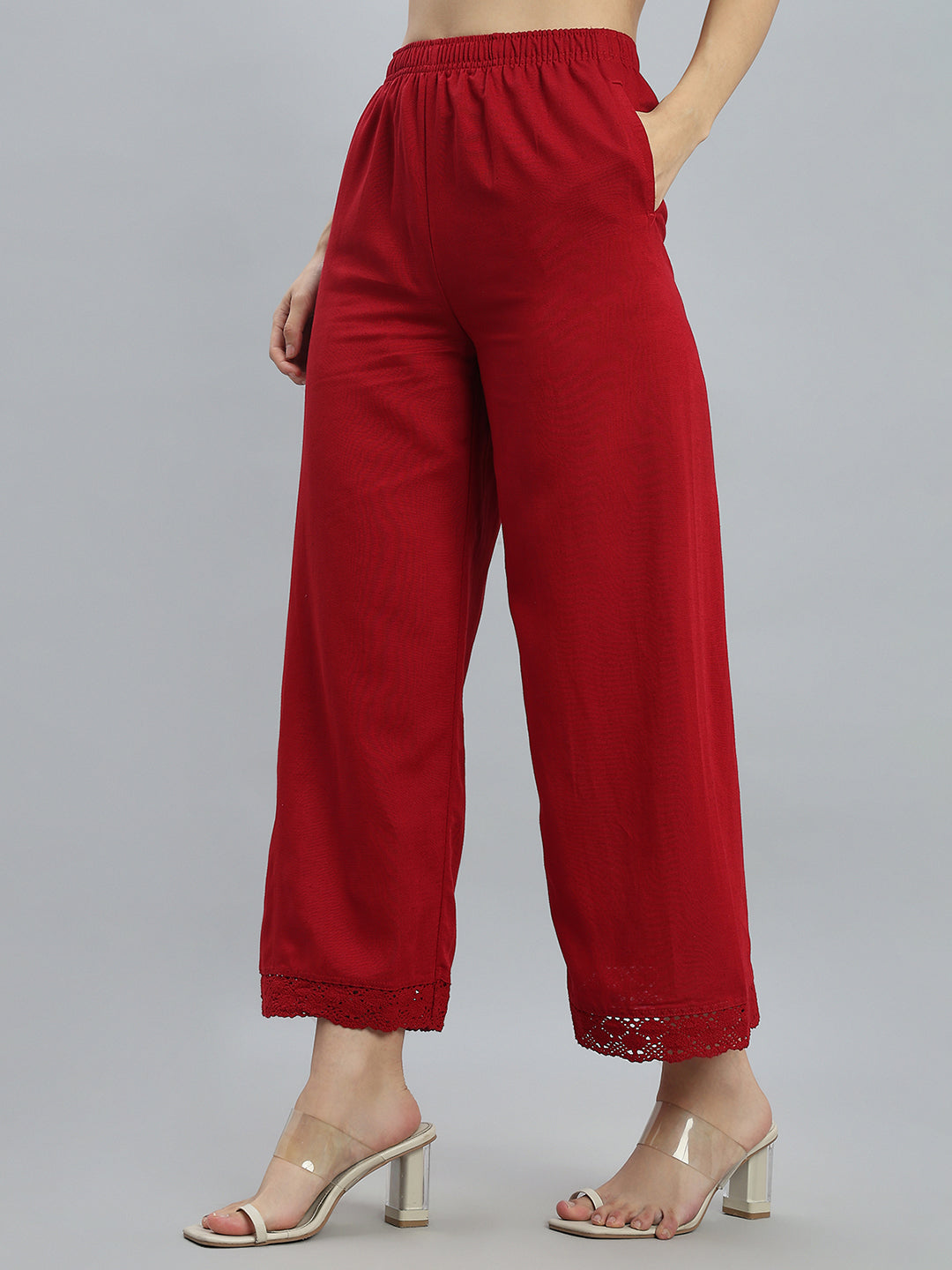 Cherry Linen Lace Palazzo