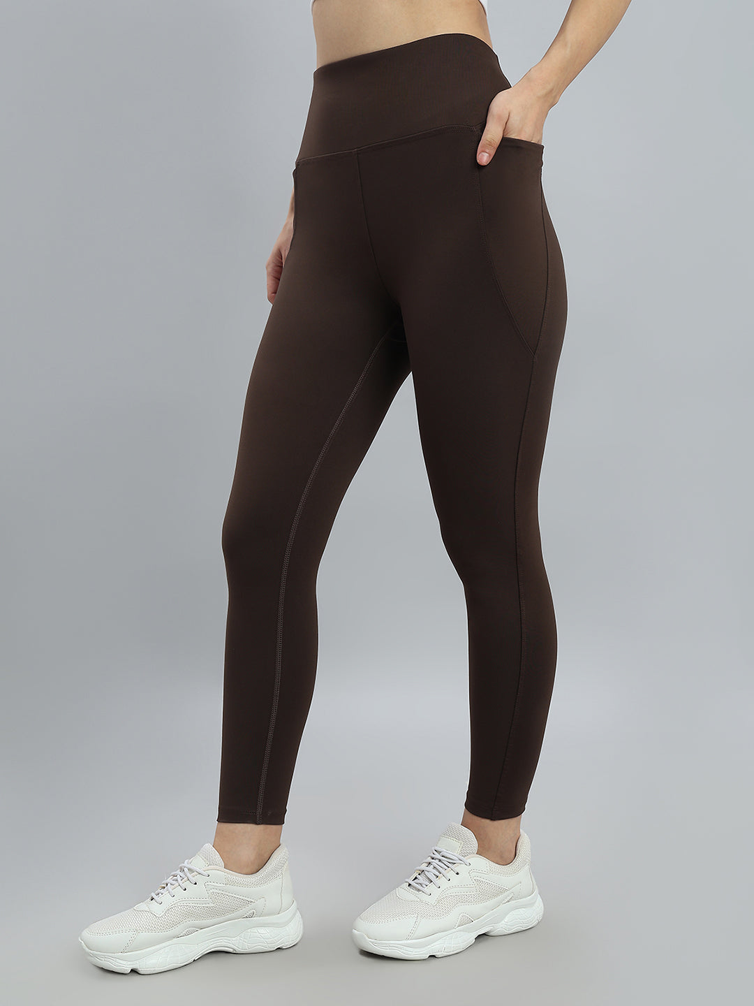 Dark Brown Nylon Stretch Training Tights