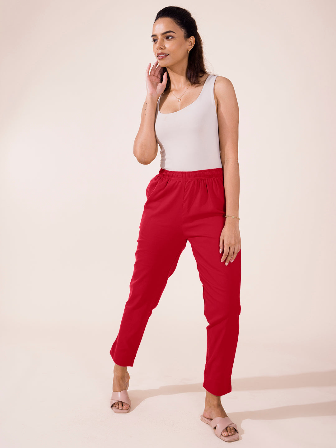 Fuchsia Cotton Pencil Pant