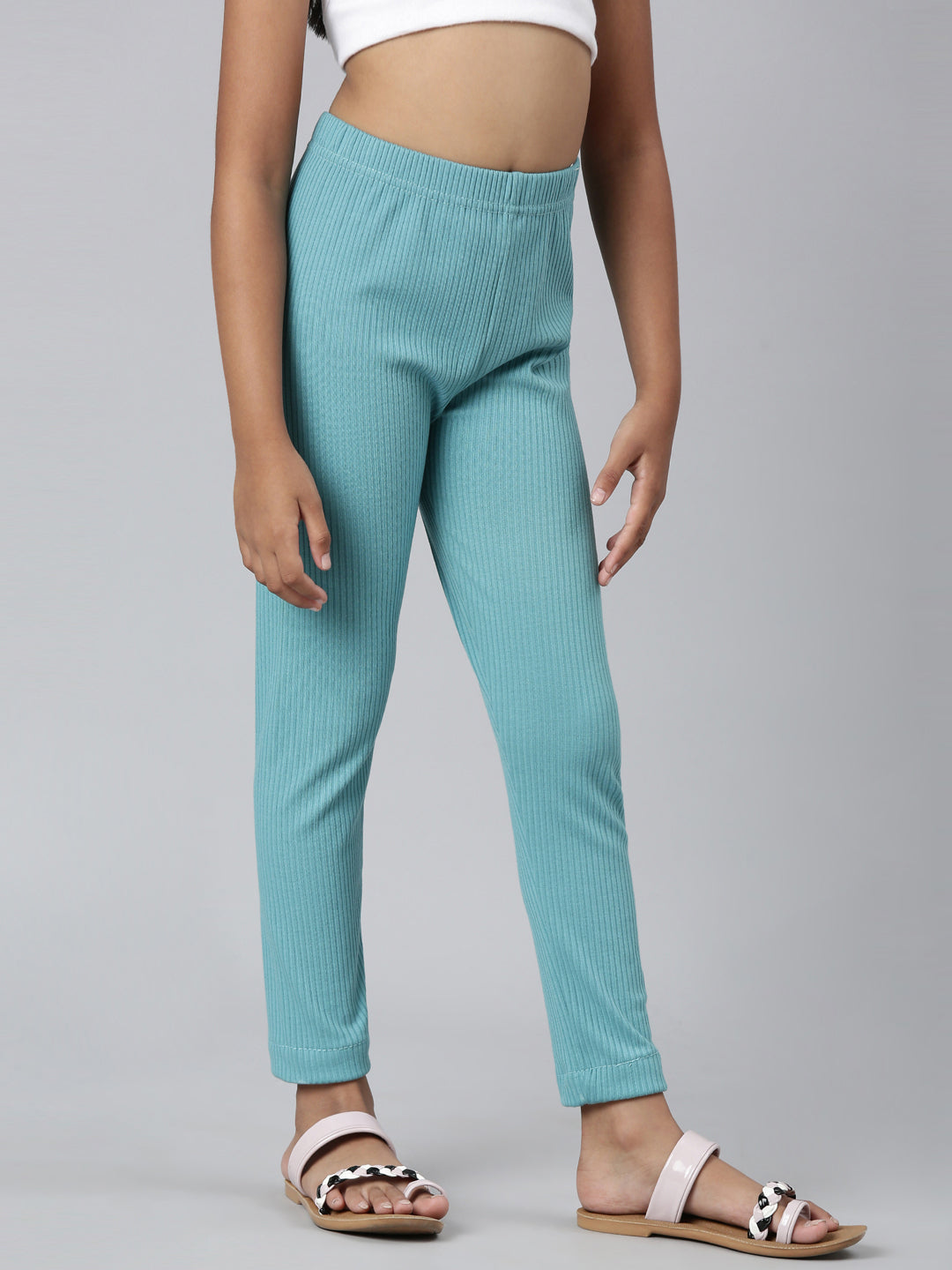 Dark Mint Rayon Poly Stretch Rib Leggings