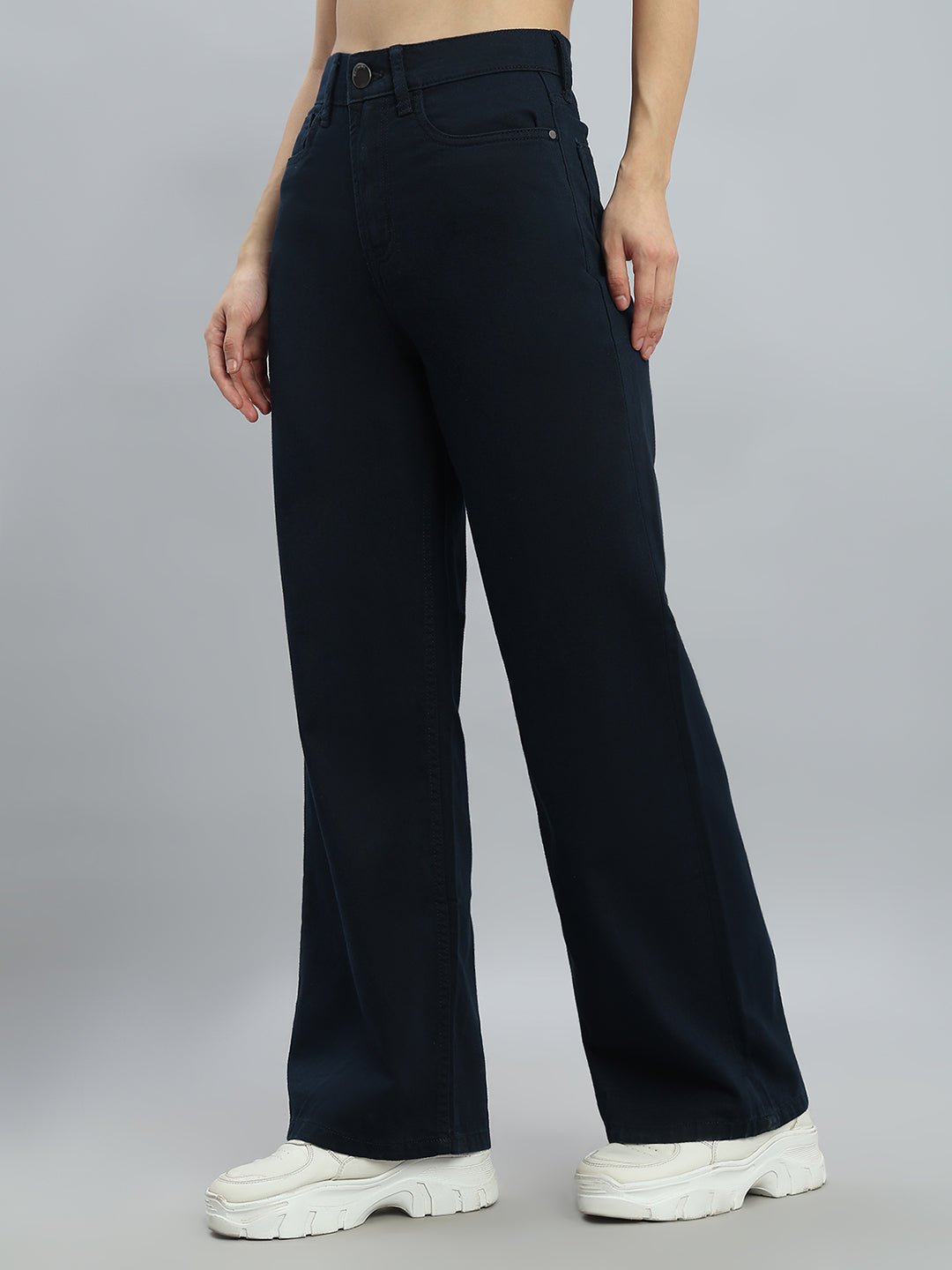 Navy Twill Wide Pants