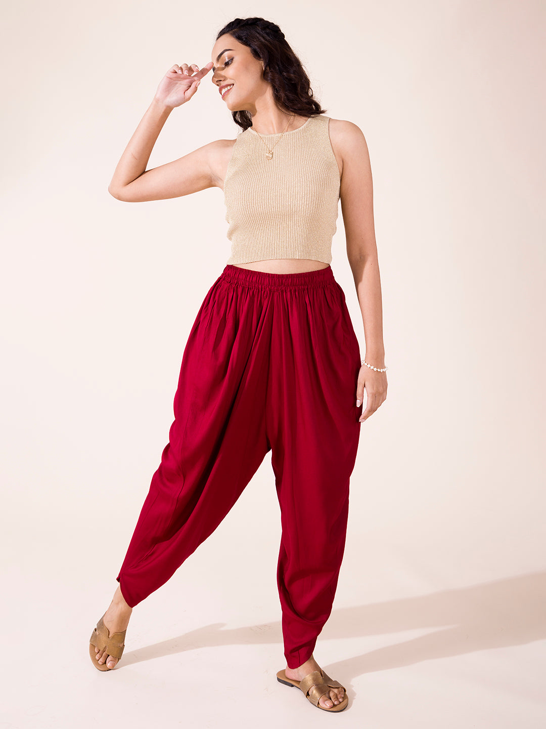 Buy Present Relaxed Yoga Fitness Active and Dance Wear Dhoti Pants for  Women Free Size (28 Till 34) Printed Dhoti Maroon Color at Amazon.in