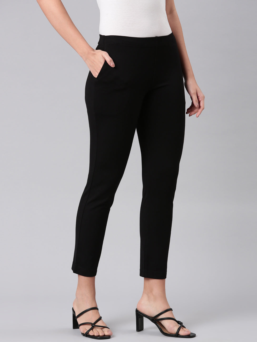 Black Ponte Smart Fit Kurti Pant