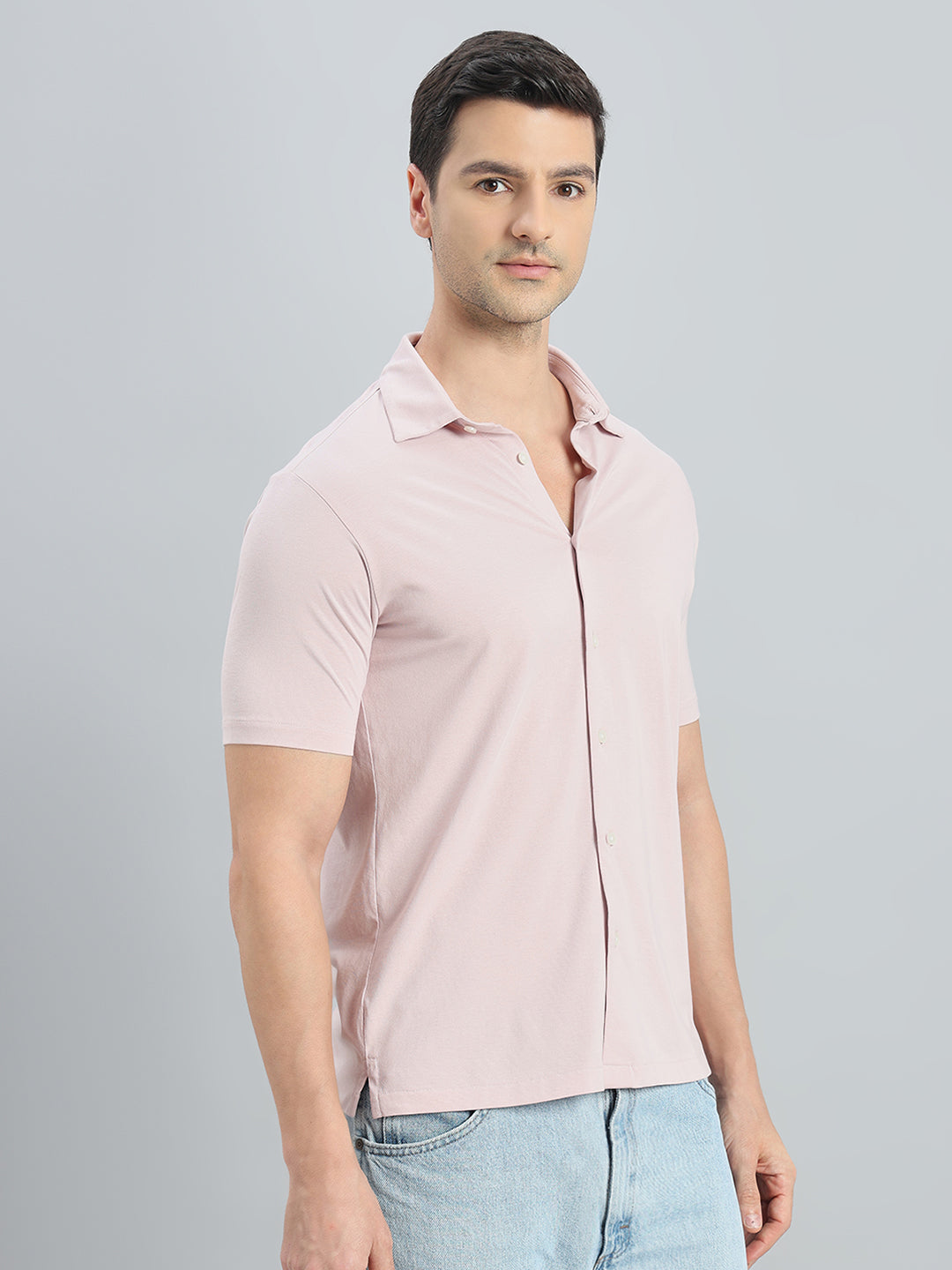 Cotton Stretch Half Sleeves Knit Shirt