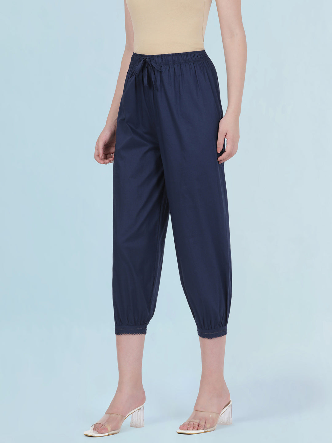 Navy Cotton Cambric Lace Salwar