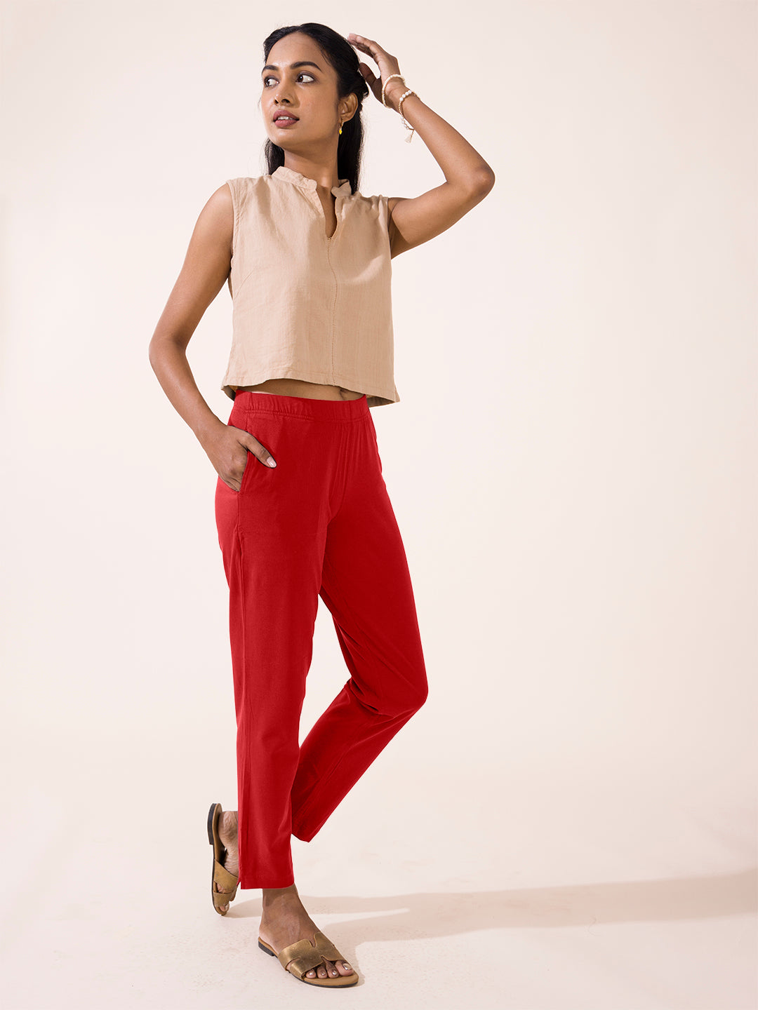 Cherry Cotton Stretch Kurti Pants