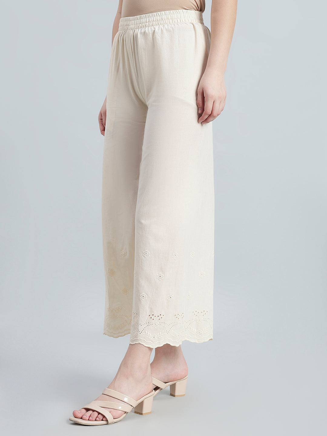 Cream 100% Cotton Hakoba Wide Pant