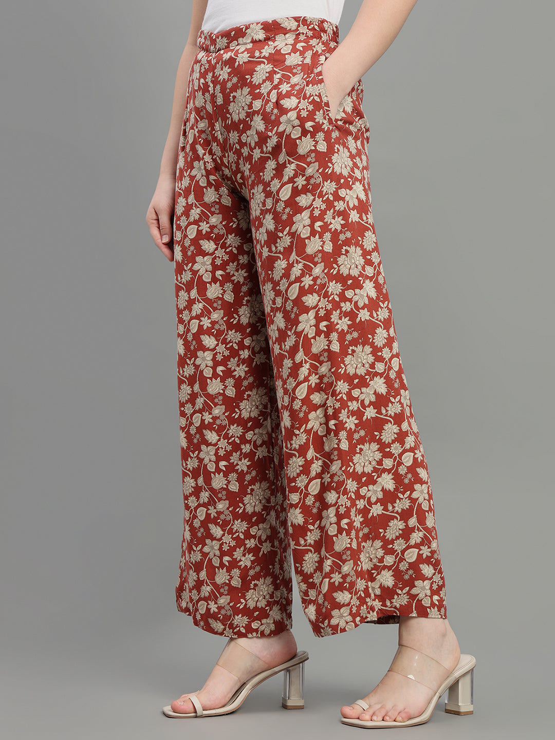 Maroon Viscose Printed Palazzo
