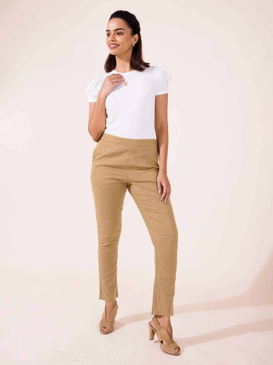 Light Brown Linen Pencil Pant