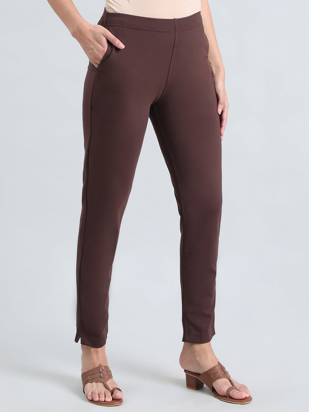 Dark Brown Ponte Smart Fit Kurti Pant