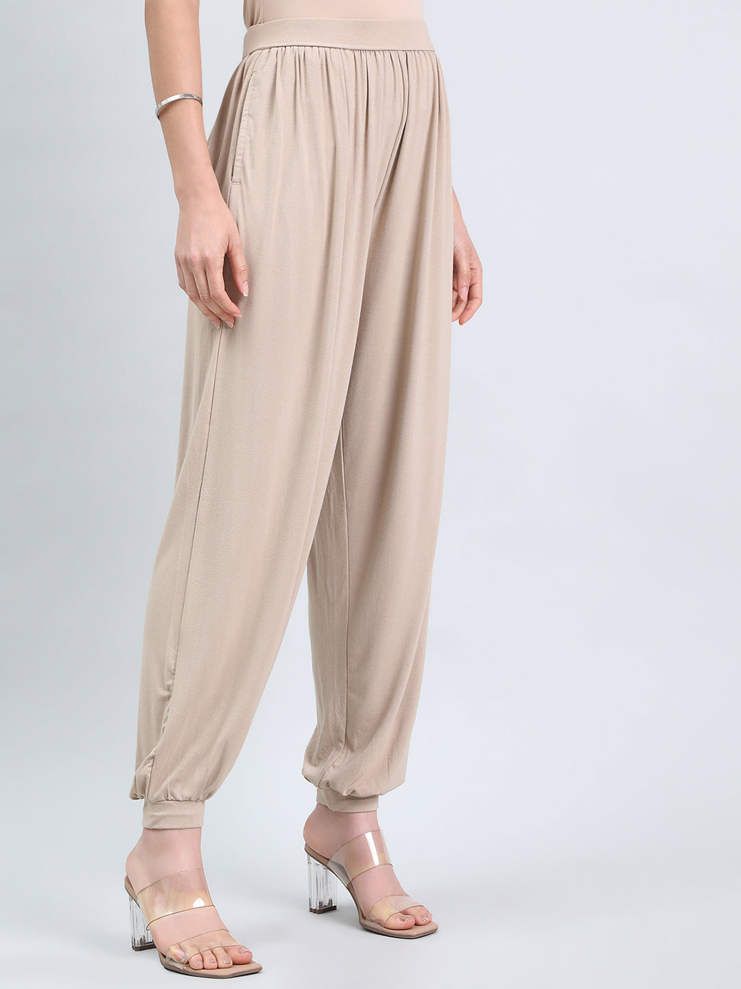 Dark Beige Viscose Stretch Harems
