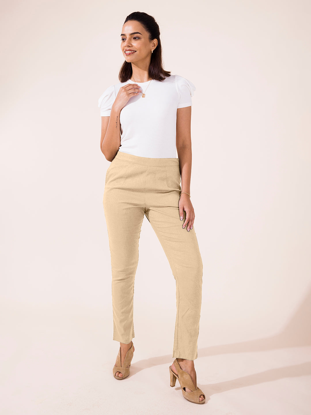 Wheat Linen Pencil Pant