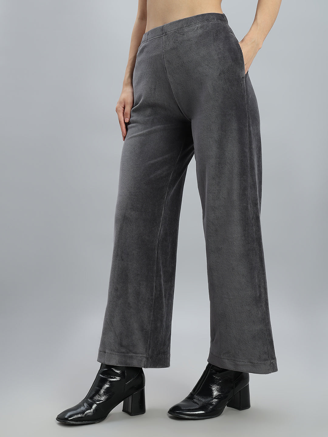 Silver Grey Corduroy Wide Pants