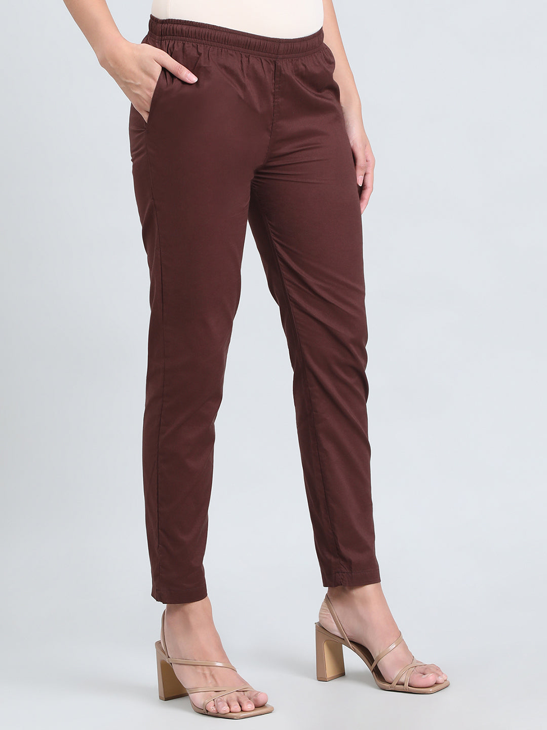 Dark Brown Cotton Cambric Cotton Pants