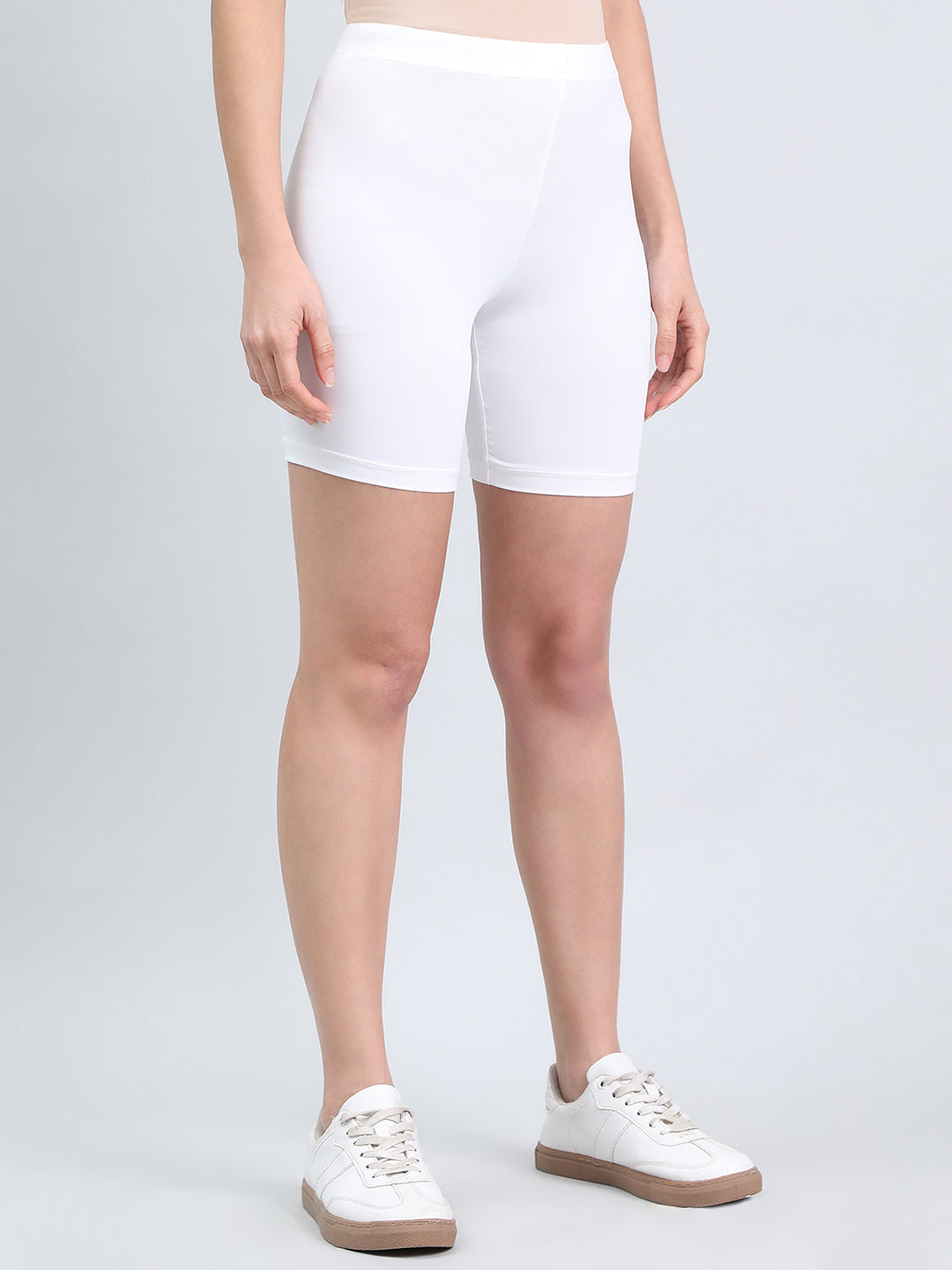 White Knit Seamless Cycling Shorts