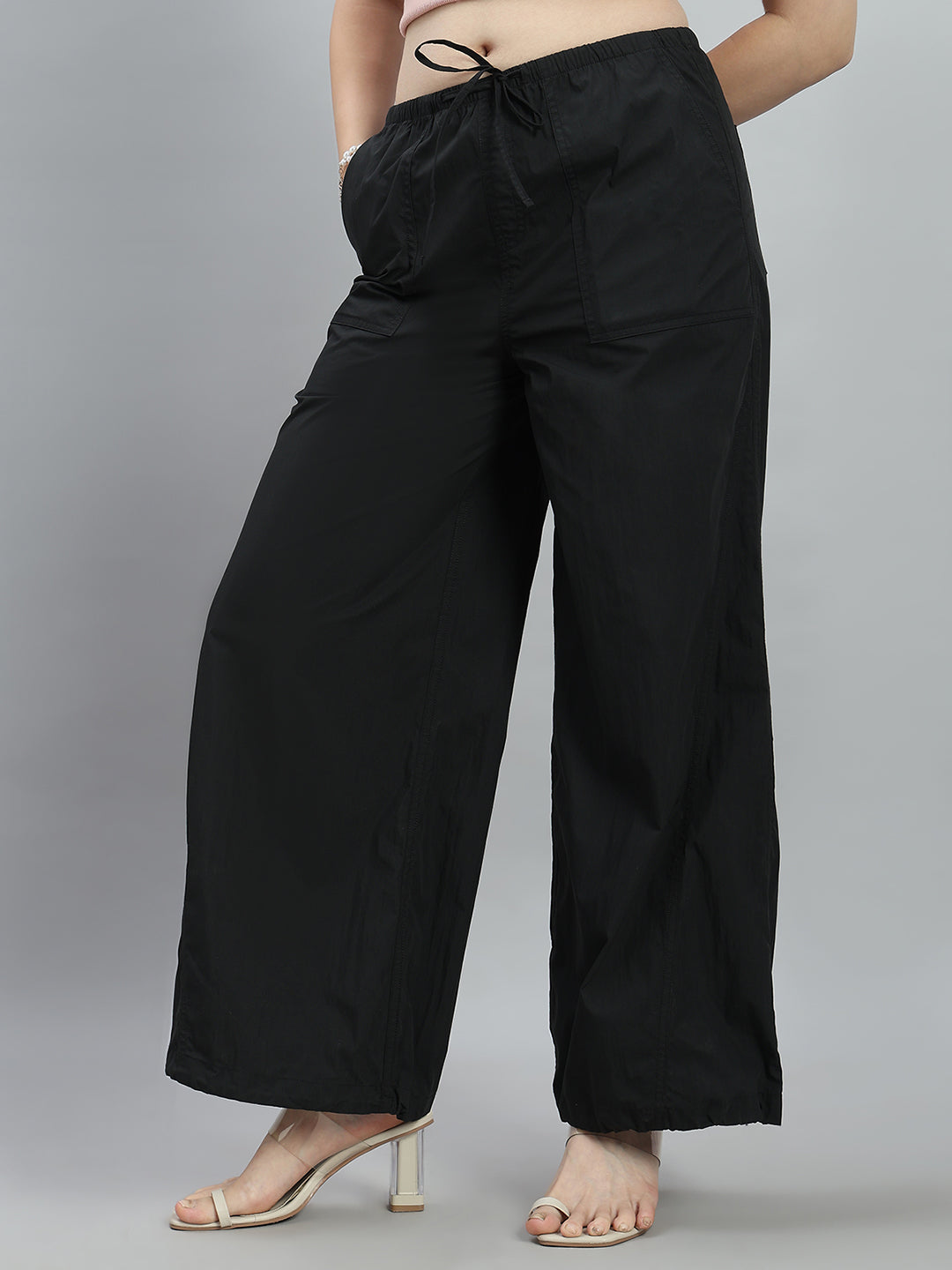 Black Cotton Parachute Pant – Go Colors India