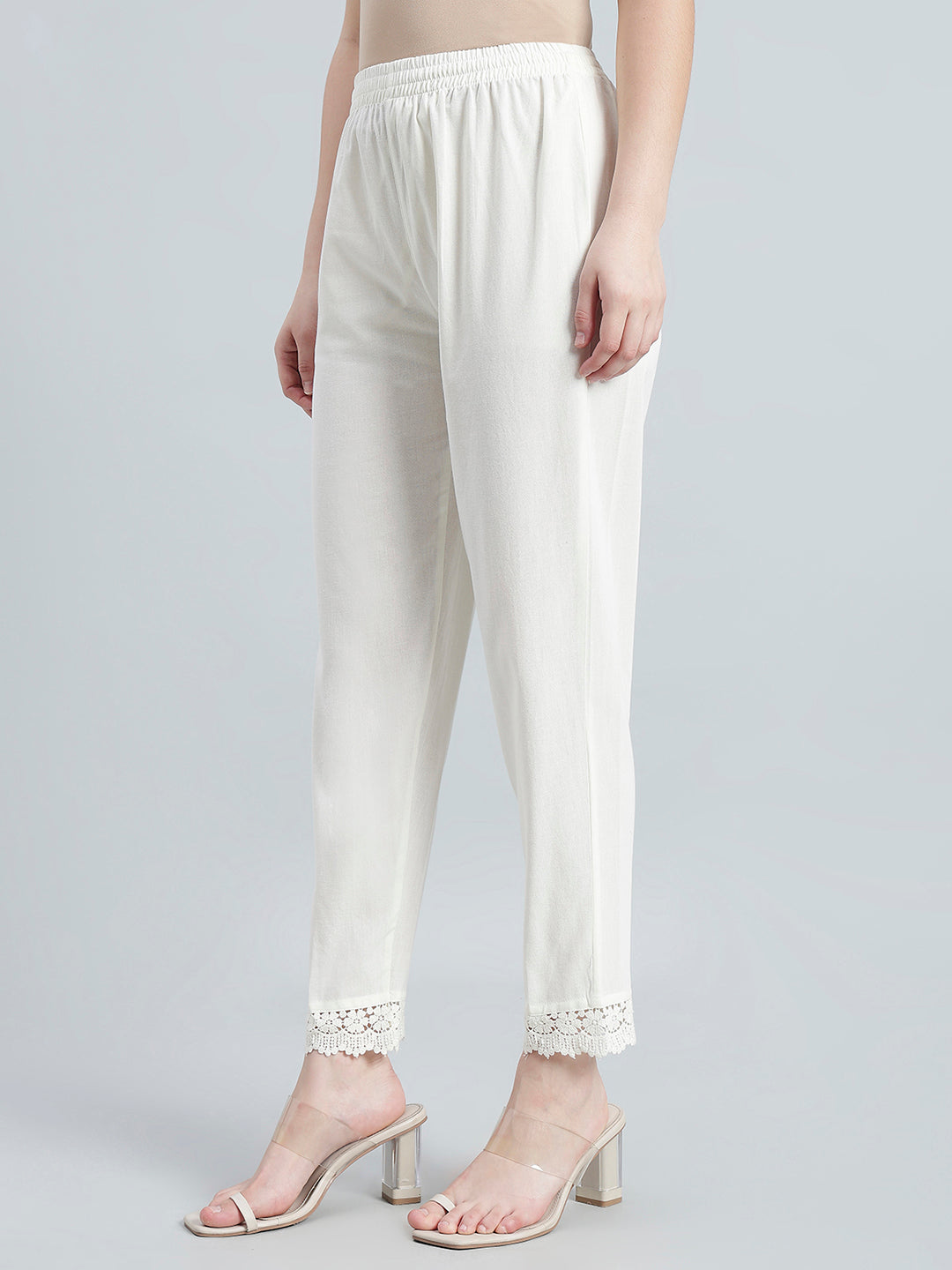 Cream 100% Cotton Lace Pencil Pant