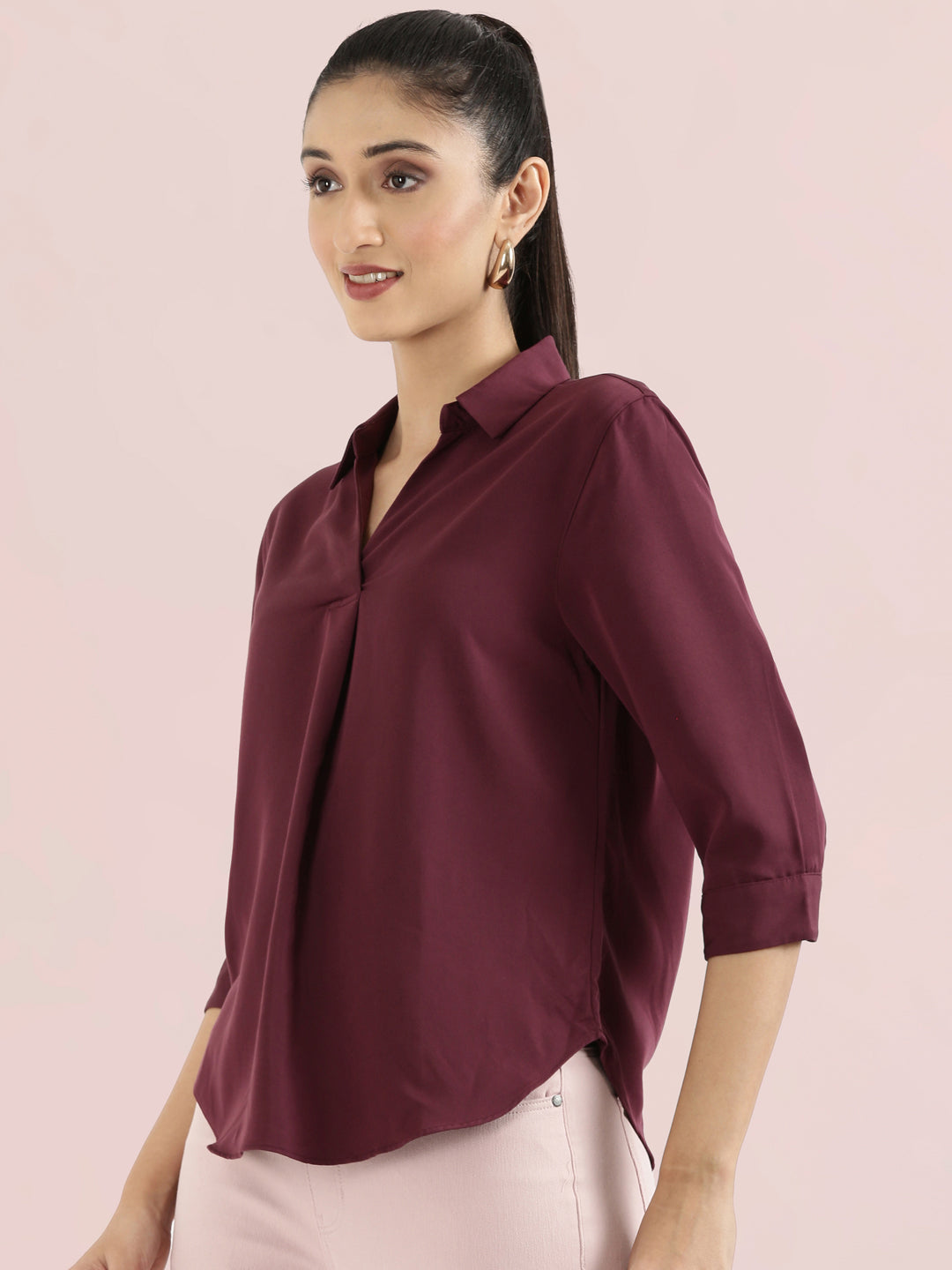 Rayon Polo Collar Top
