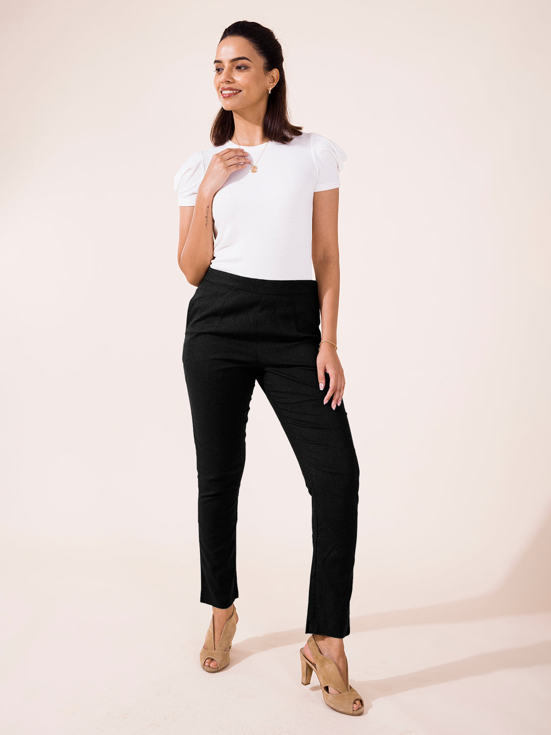 Black Linen Pencil Pant