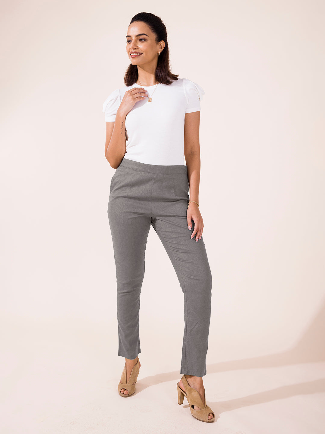 Ebony Grey Linen Pencil Pant